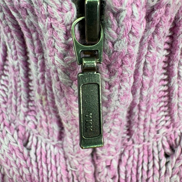 L.L.Bean Pink Cable Knit Full Zip Mock Neck Sweater Jacket Womens XS Cotton‎ - Picture 6 of 13